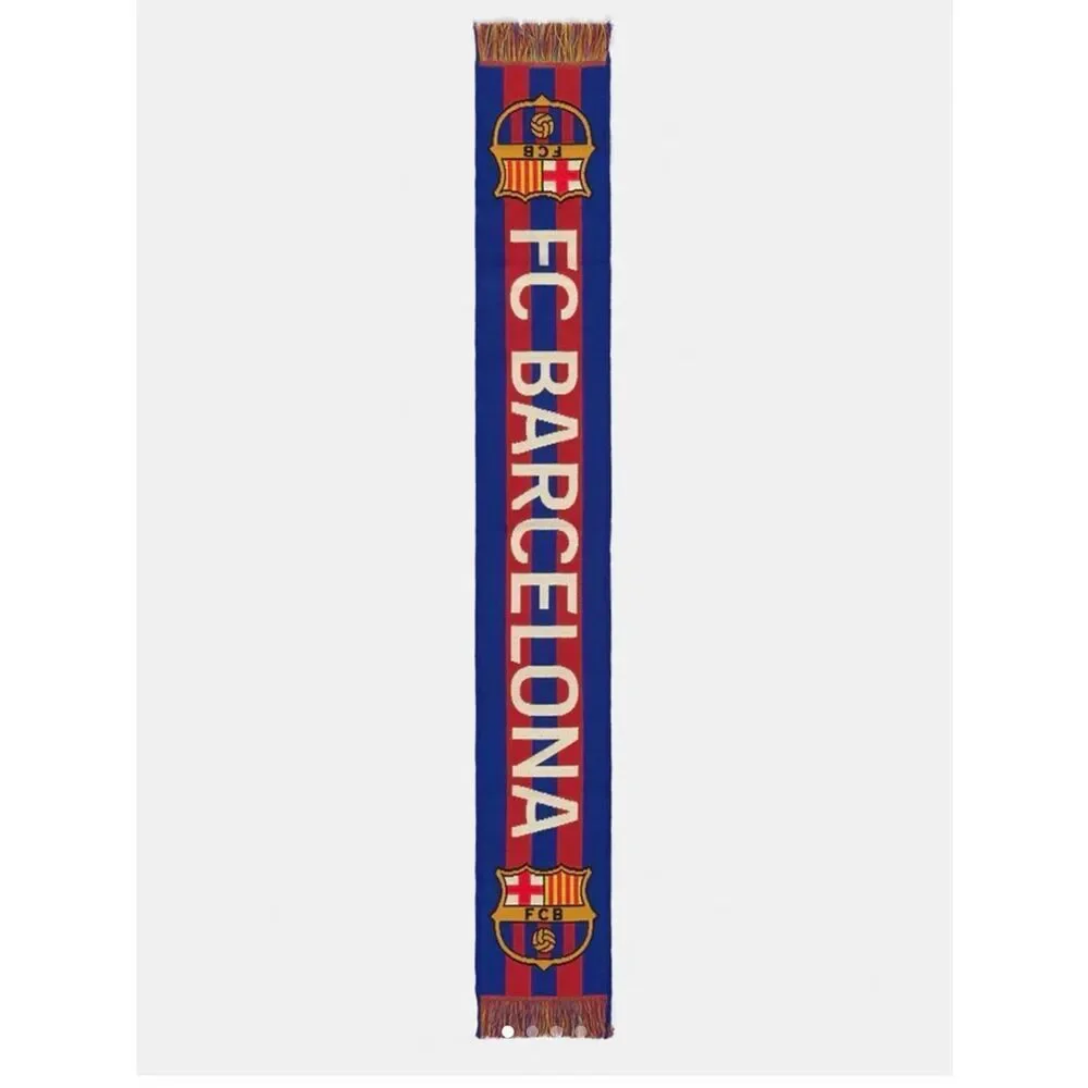 FC Barcelona Knit Scarf/Banner Official Barca Soccer/Football Team New Logo